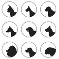 Set of silhouette dogs heads Royalty Free Stock Photo