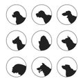 Set of silhouette dogs heads Royalty Free Stock Photo