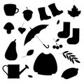 Set of silhouette elements of autumn. Vector illustration