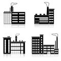 Set silhouette factory building with offices
