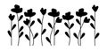 Silhouettes set of flowers rose, lily, black color isolated on a white background Royalty Free Stock Photo