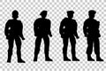 Set of Silhouette of Four Soldier, Low Angle Perspective, at Transparent Effect Background