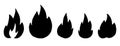 Set of silhouette of Hand drawn doodle fire, flame