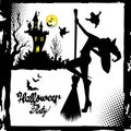 Set of silhouette image of Halloween witches. Witch, halloween, , cartoon, illustration, hat