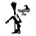 Set of silhouette image of Halloween witches. Witch, halloween, , cartoon, illustration, hat