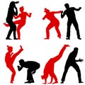 Set silhouette of a Martial Arts on a white background