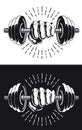 Silhouette Monochrome Fist Gripping Bodybuilding Dumbbells