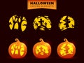 Halloween set pumpkin carving lantern template