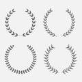 Set of silhouette round laurel foliate wheat