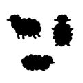 Set of silhouette sheep. Vector illustration