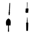 set of 4 silhouette tools garden. Royalty Free Stock Photo