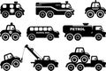 Set of silhouette toys transport in a flat style Royalty Free Stock Photo