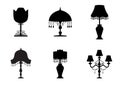 Set of silhouette vintage and table lamp flat icon,Vector illustrations