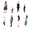 Set of Silhouette Walking People and Children. Vector Illustration. Royalty Free Stock Photo