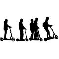 Set silhouette on a white background of a people on electric scooter Royalty Free Stock Photo