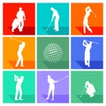 Set of silhouetted golf signs