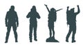 Set of silhouettes of adventure tourists Royalty Free Stock Photo