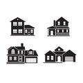 Set of silhouettes of american houses