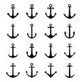 Set of silhouettes of anchors, vector illustration Royalty Free Stock Photo