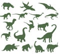 Set of silhouettes of ancient dinosaurs Royalty Free Stock Photo