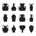 Set of silhouettes of ancient egyptian vases