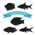 Set of silhouettes of aquarium fish Royalty Free Stock Photo