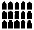 Set of silhouettes of arabic arch windows. Traditional design elements. Vector illustration Royalty Free Stock Photo