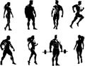 A set of silhouettes of athletes. Fitness logo