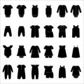 Set of silhouettes of baby clothes, vector illustration