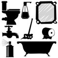 Set of silhouettes of bathroom items