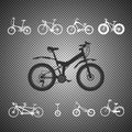 Set of silhouettes of bicycles isolated on transparent background