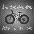 Set of silhouettes of bicycles isolated on transparent background