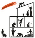 Construction workers silhouettes collection - vector