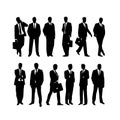 Set of silhouettes of business people in suit