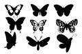 Set of silhouettes of butterflies