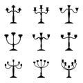 Set of silhouettes of candlesticks, vector illustration