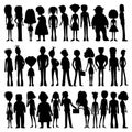 Set of silhouettes of cartoon people.