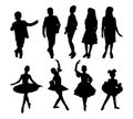 Set of silhouettes of children Royalty Free Stock Photo