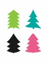 Set of silhouettes of Christmas trees. Collection of isolated colored icons.