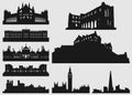 Set of silhouettes city skylines illustration