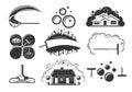 Set of silhouettes of a cleaning service elements Royalty Free Stock Photo