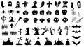 Set of silhouettes Collection Halloween on  white background. Vector illustration, halloween silhouettes icons and characters Royalty Free Stock Photo