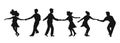Set of silhouettes couple dancing swing, rock or lindy hop. Retro in flat style hand drawn. Disc cover, social network, dance
