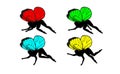 Set, silhouettes of cute girly fairies. With colorful wings. Vector illustration Royalty Free Stock Photo