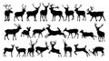 Set silhouettes of deer. Royalty Free Stock Photo
