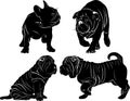 Set of silhouettes of dogs Royalty Free Stock Photo