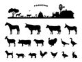 Set silhouettes domestic farm animals Royalty Free Stock Photo