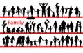 Set of silhouettes of families together. Vector Royalty Free Stock Photo