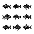 Fish Silhouette Bundle Royalty Free Stock Photo