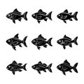 Fish Silhouette Bundle Royalty Free Stock Photo